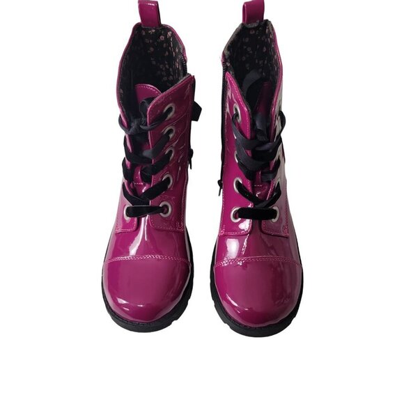 Olive & Edie Pink Combat Boots Y2k 90s Big Girls Sz 6 Chunky Grunge Girly Shiney - Picture 5 of 10